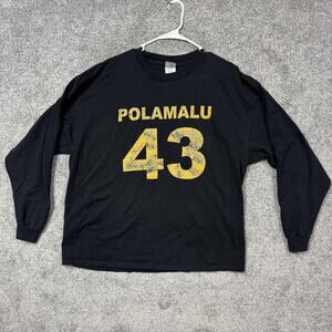 Pittsburgh Steelers Shirt Mens 2XL Black Gold NFL Football Polamalu 43 Delta